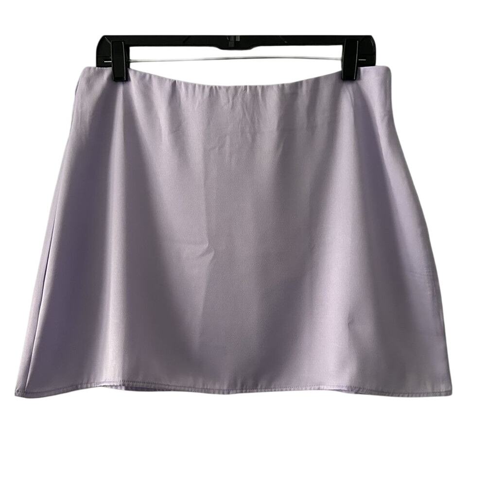NWT WeWoreWhat Heather Purple Satin Charmeuse A-line Mini Slip Skirt-Large